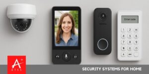 Security Systems for Home setup with CCTV, smart lock, and video doorbell