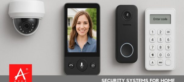 Security Systems for Home setup with CCTV, smart lock, and video doorbell