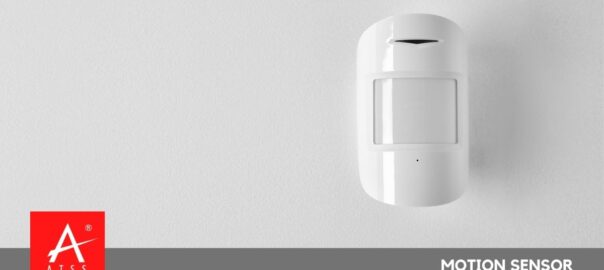 Motion sensor installed in a modern home security system .