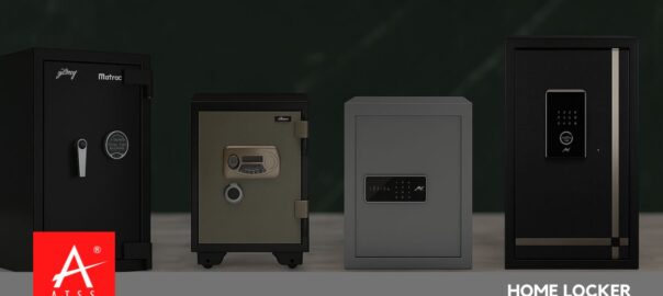 Modern digital and biometric home lockers on display - Godrej Chennai.
