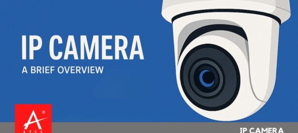 Modern IP camera mounted on wall for CCTV security monitoring