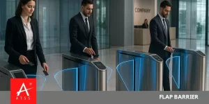 Flap barrier access control system in a corporate building