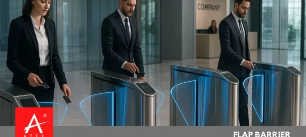 Flap barrier access control system in a corporate building