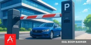 ESSL Boom Barrier controlling vehicle entry at smart parking lot