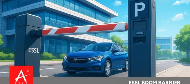 ESSL Boom Barrier controlling vehicle entry at smart parking lot
