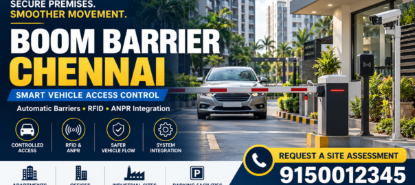 Automatic boom barrier in Chennai for vehicle access control with RFID and ANPR integration